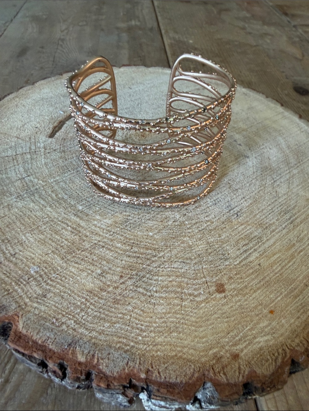 Kendra Scott Rose Gold Crystal Layered Cuff Bracelet